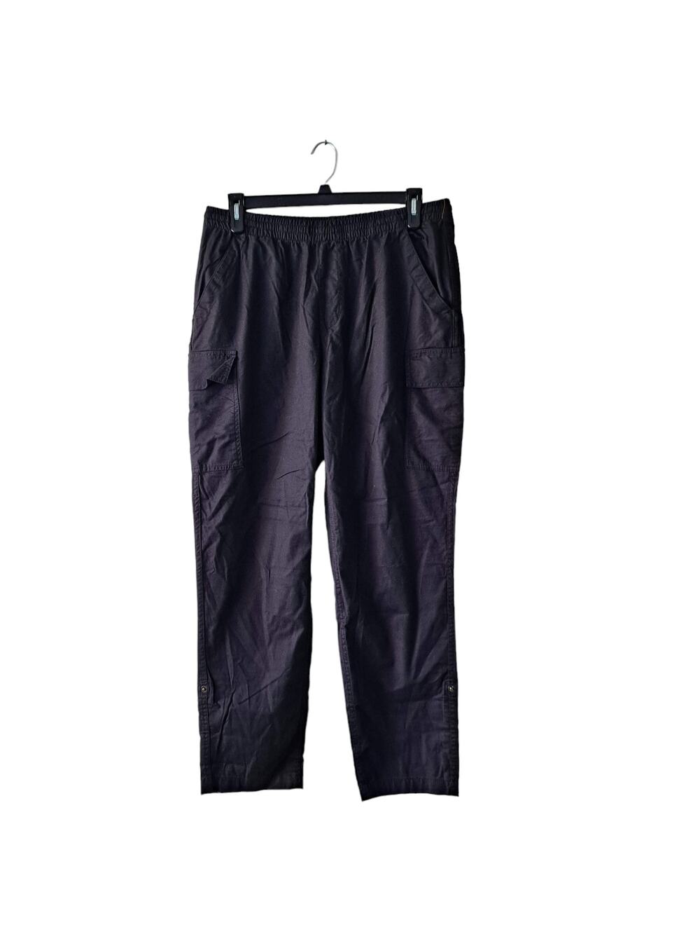 Lands' End Womens Black Elastic Waist Straight Leg Convertible Cargo Pants - 16